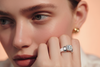 Zova Ceramic Ring White and Silver with Cubic Zirconia