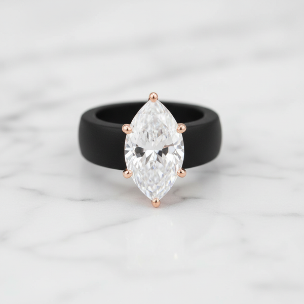 Zova Black Silicone Ring with Marquise-shaped Cubic Zirconia