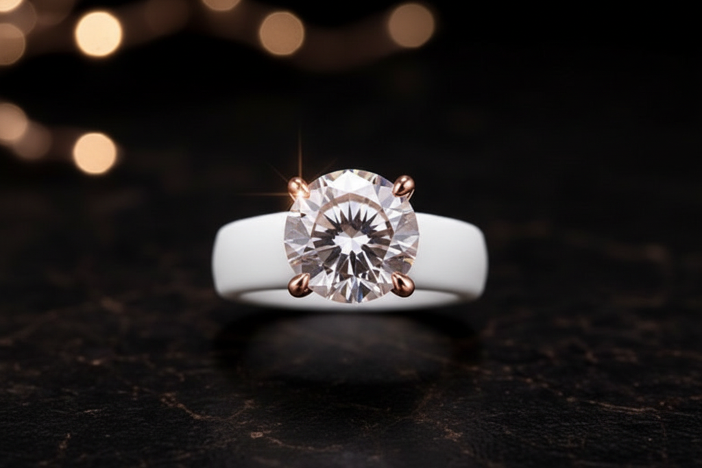 White Silicone Ring - Round CZ