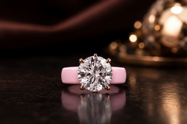 Pink Silicone Ring - Round CZ