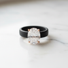 Zova Black Silicone Ring with Oval-shaped Cubic Zirconia