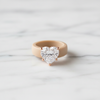 Zova Beige Silicone Ring with Heart-shaped Cubic Zirconia