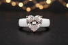 White Silicone Ring - Heart CZ