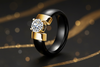 Zova Ceramic Ring Black and Gold styled product photo