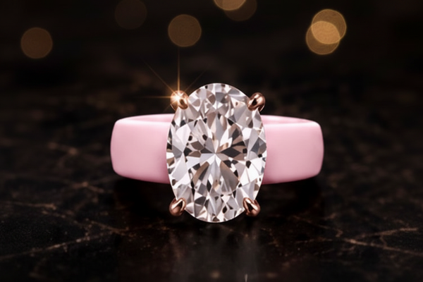 Pink Silicone Ring - Oval CZ