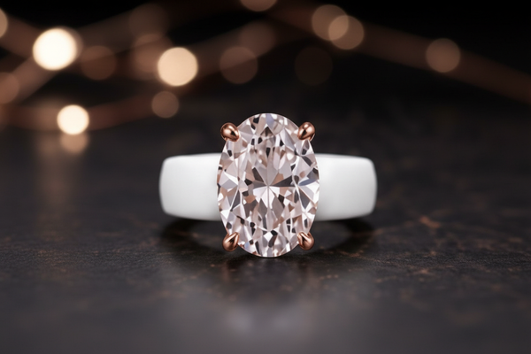 White Silicone Ring - Oval CZ
